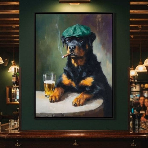 Rottweiler Irish Pub Night Canvas Print