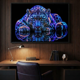 Bioluminescent Snow Leopard - TooplesArt - room mockup 4