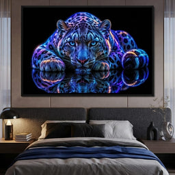 Bioluminescent Snow Leopard - TooplesArt - room mockup 5