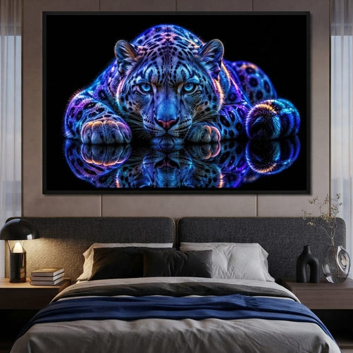 Bioluminescent Snow Leopard - TooplesArt Canvas Print