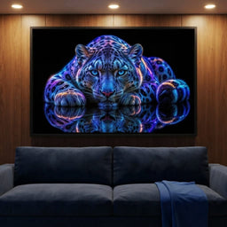 Bioluminescent Snow Leopard - TooplesArt - room mockup 8