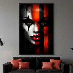 Noir Harlequin Red Stripe Face