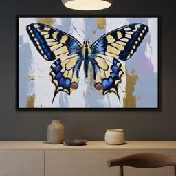 Blue Swallowtail Gold Drift - dining room mockup