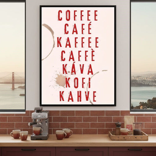 Global Coffee Language Canvas Print
