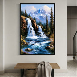 Cascading Waters Beneath Frozen Peaks - entry hall mockup