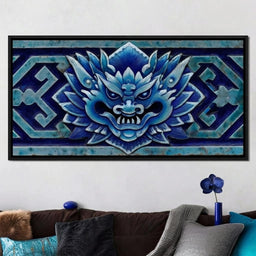 Cerulean Guardian Dragon Face - room mockup 1