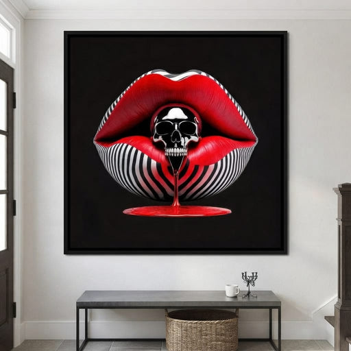 Chrome Skull Kiss - TooplesArt Canvas Print