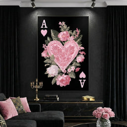 Floral Ace of Hearts Pink Rose