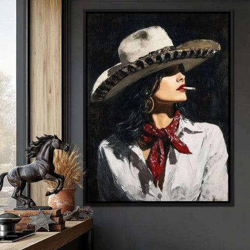 Noir Cowgirl Cigarette Glow Canvas Print