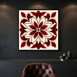Crimson And Bone Medallion - TooplesArt - dining room mockup