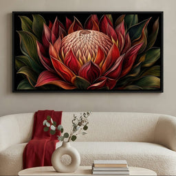 Crimson Protea Flame Crown - TooplesArt - room mockup 1
