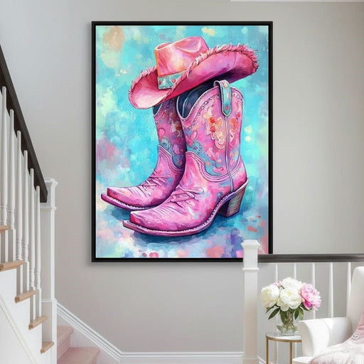 Radiant Cowgirl Boots Hat Canvas Print