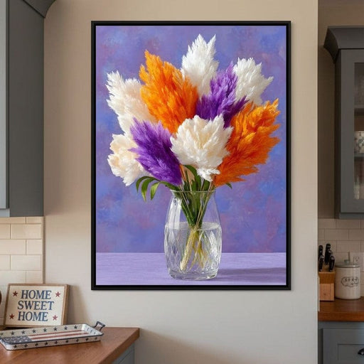 Vibrant Pampas Grass Bouquet Scene Canvas Print