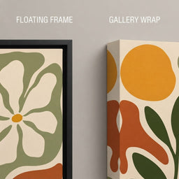 Daisy Maps For A Gentle Planet - TooplesArt - floating frame vs gallery wrap detail