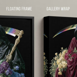 Death Rests With Fallen Petals - floating frame vs gallery wrap detail