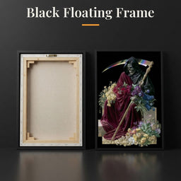 Death Rests With Fallen Petals - Black Floating Frame back and front