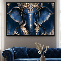 Divine Radiance of the Elephant Deity - living room mockup