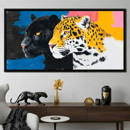 Dual Leopard Heads Pop Painting - room mockup 1