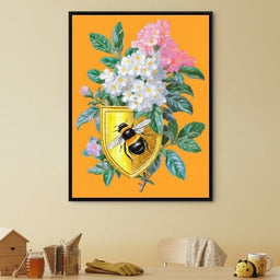 Golden Bee Crest Floral Radiance