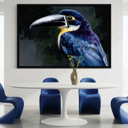Electric Blue Toucan Portrait - room mockup 3