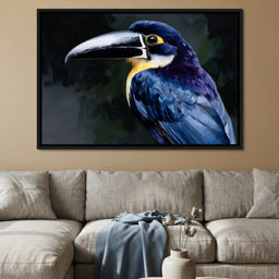 Electric Blue Toucan Portrait - room mockup 4