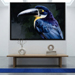 Electric Blue Toucan Portrait - room mockup 5