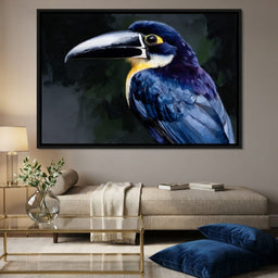 Electric Blue Toucan Portrait - room mockup 8