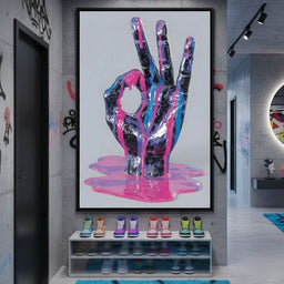 Neon Drip Hand Gesture Fusion