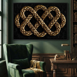 Eternal Braided Path of Golden Fibers - room mockup 7