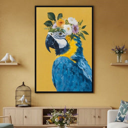 Floral Crown Blue Macaw Portrait