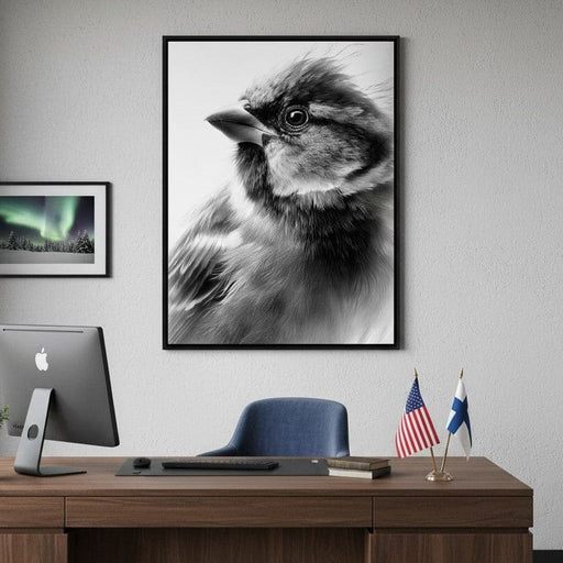 Feathered Sentinel Monochrome Canvas Print