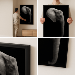 Black and White Elephant Head Quad_Collage_Corners_Lifestyle