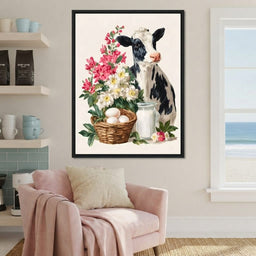 Farmhouse Cow Milk And Blooms - room mockup 4