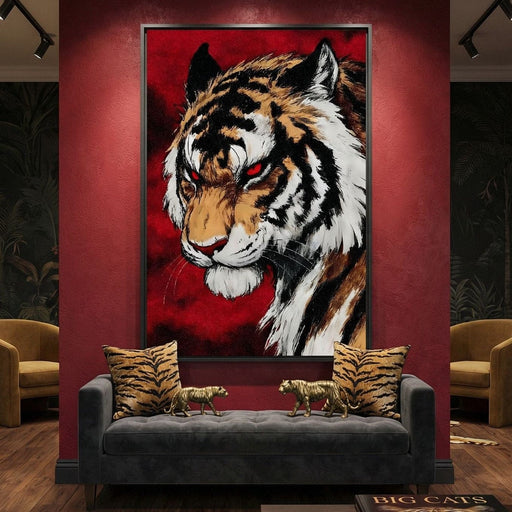 Fierce Tiger Red Eyes Roar Canvas Print