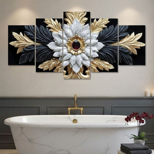 Baroque Marble Gold Ruby Emblem Canvas Print