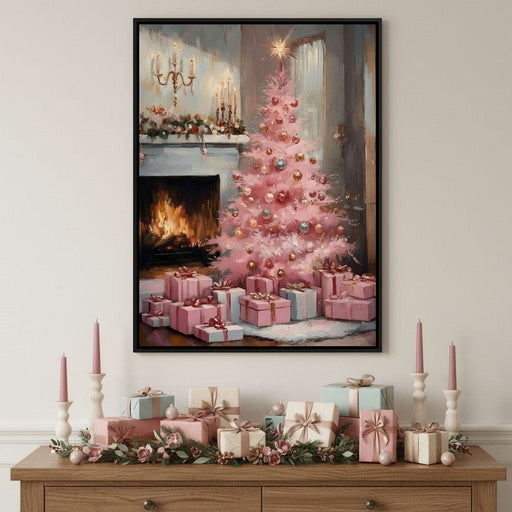 Pink Christmas Hearth Glow Canvas Print