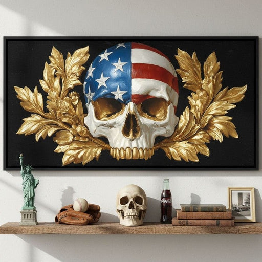 Patriot Skull Gold Laurel Glory Canvas Print