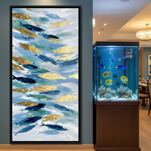 Golden Koi Abstract Waterscape Canvas Print