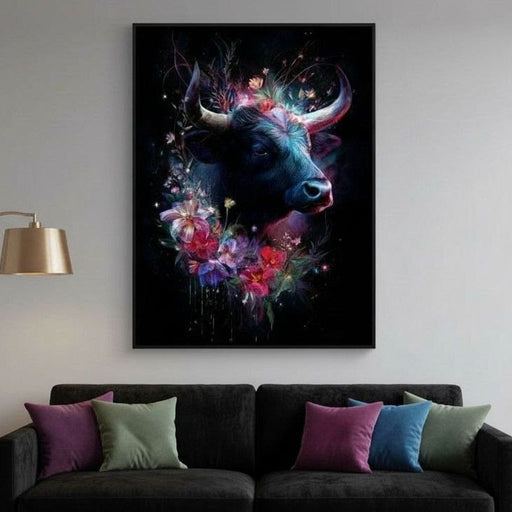 Cosmic Floral Bull Radiance Canvas Print