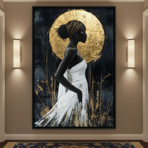 Golden Halo Grace Silhouette Canvas Print