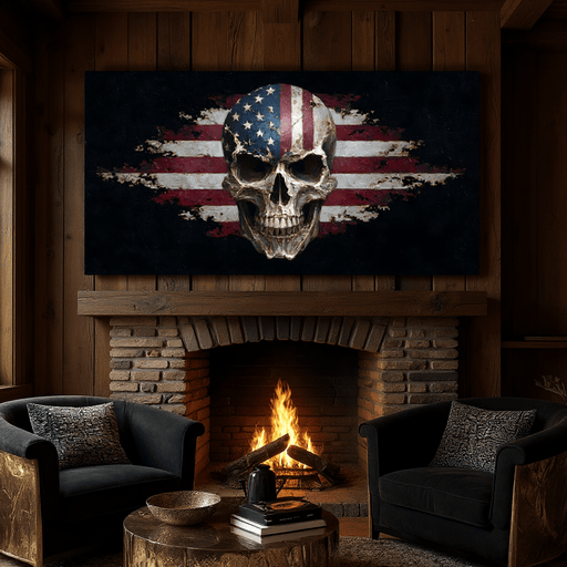 Stars Stripes Skull Rebellion Canvas Print