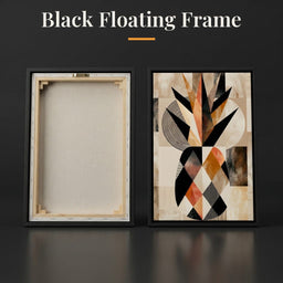 Geometric Still Life of Tropical Pineapple - Black Floating Frame back and front