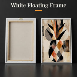 Geometric Still Life of Tropical Pineapple - White Floating Frame back and front