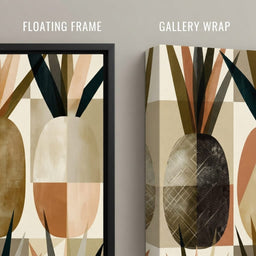 Geometric Tropical Pineapples Study - floating frame vs gallery wrap detail
