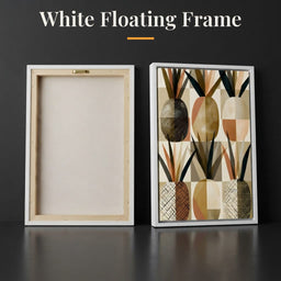 Geometric Tropical Pineapples Study - White Floating Frame back and front