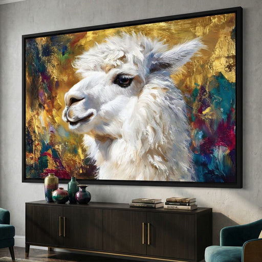 Golden Llama Portrait Glow - Neal Hackett Canvas Print