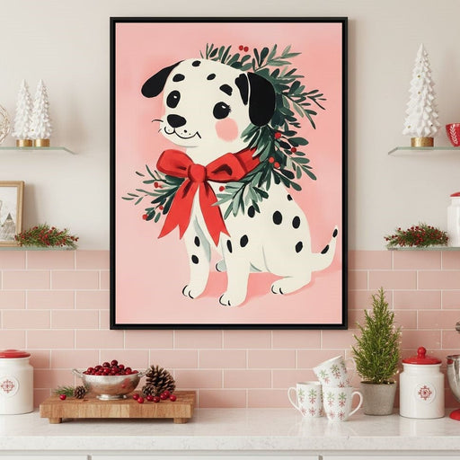 Festive Dalmatian Puppy Cheer Canvas Print