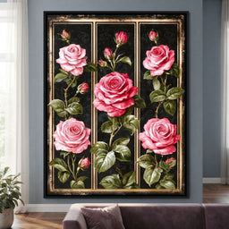 Gilded Damask Rose Collection - living room mockup