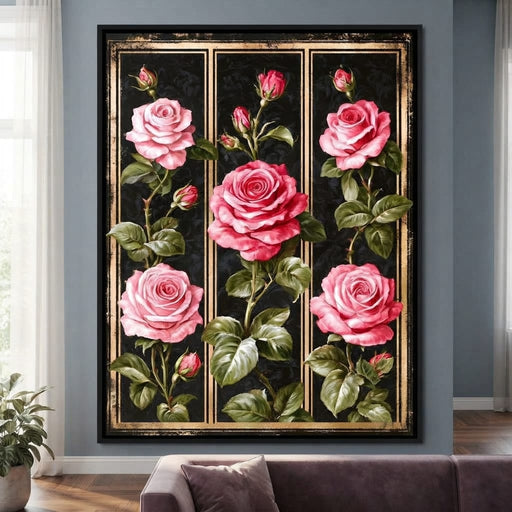 Gilded Damask Rose Collection Canvas Print