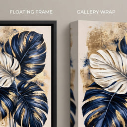 Gilded Foliage Under Midnight Skies - floating frame vs gallery wrap detail